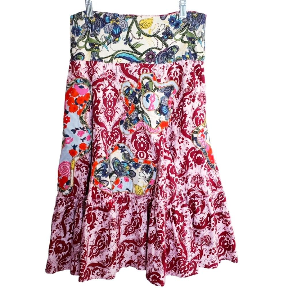 Vintage Inner Child Floral Print Midi Skirt